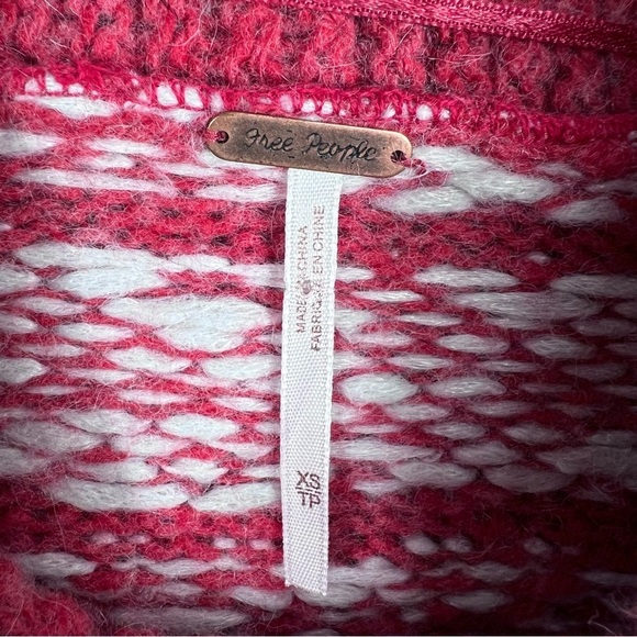FREE PEOPLE Red Turtleneck/Cowl neck Fair Isle Sweater | Wool - Picture 3 of 7
